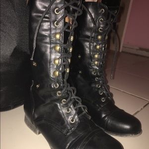 Black leather boots